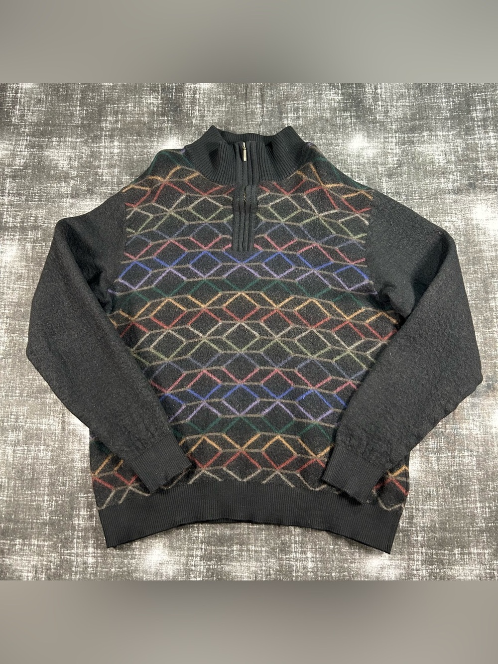 Vintage St. Croix Merino Wool Sweater Youth XL Multicolor Geometric Diamond USA